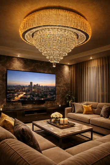 Luxury gold  crystal cieling chandelier light for evening  room