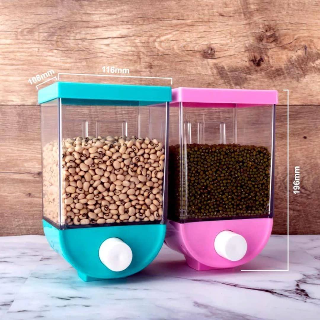 Dry Food Dispenser - Transparent Cereal & Grain Storage Container with Push Button (PACK OF 1)