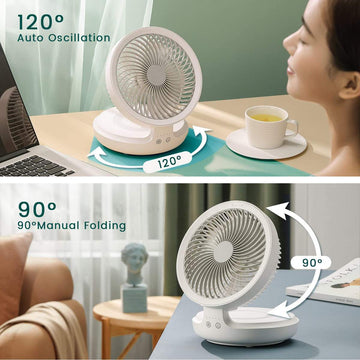 Remote Control Foldable Air Cooler Fan Wireless Use Portable Rechargeable Table Fans with LED Light for Home
