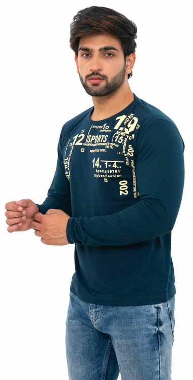 Men's Printed Round Neck T Shirt In Poly Cotton Fabric