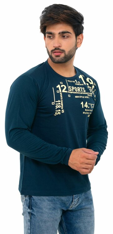 Men's Printed Round Neck T Shirt In Poly Cotton Fabric